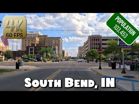 Driving Around Downtown South Bend, IN and Notre Dame Campus in 4k Video