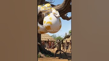 Python swallows cute buffalo, heroic monkey rushes to rescue part 3 #animal #snake #monkey #buffalo