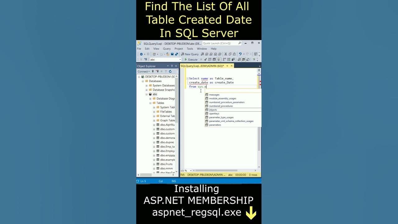 List of all table created date create date sql server youtube