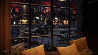 Rain & Thunder From Inside Coffee Shop | Sounds For Sleep, Relaxation, Study & Work