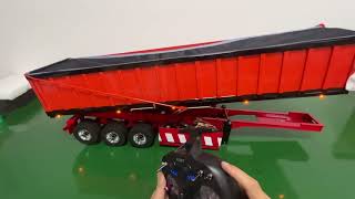 wheelfun 1/14 Metal 3 Axles Hydraulic Dump Trailer Electric Awning for RC Tractor Trucks THZH1877