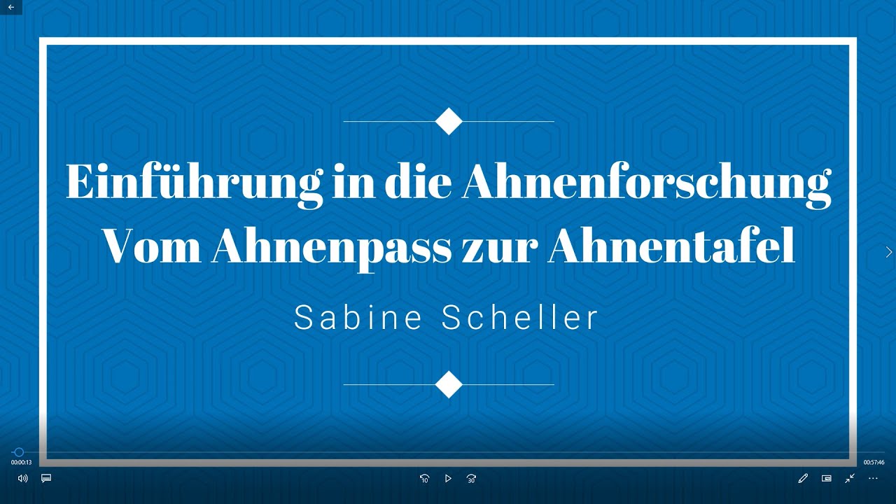 Einführung in die Genealogie - vom Ahnenpass zur Ahnentafel