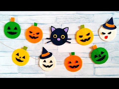 簡単 ハロウィン飾りの作り方 100均フェルト 紙でもできる Diy How To Make Halloween Decorations With Felt Or Paper Youtube