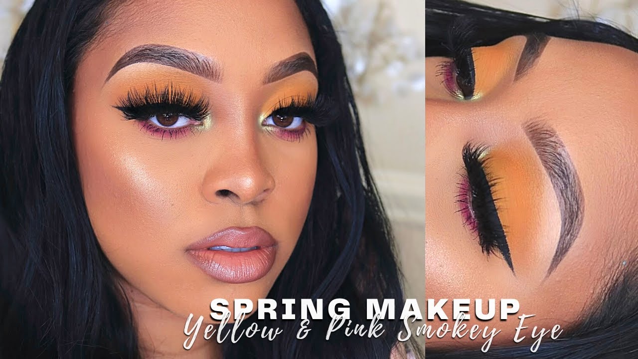 PERFECT SPRING MAKEUP LOOK | YELLOW AND PINK WITH A POP OF GREEN