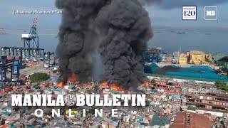 AERIAL VIEW: Fire hits residential area in Happyland, Tondo, Manila