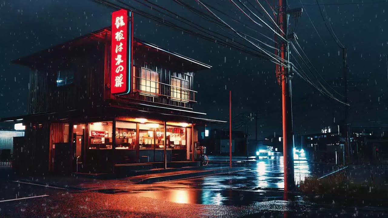 Japanese Cozy Room 🌙 Rainy Lofi Hip Hop for Night Study Sessions