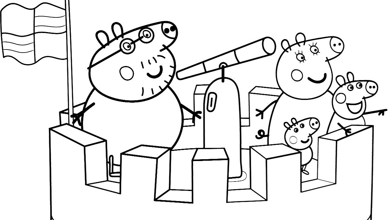 DRAWING AND COLORING PEPPA PIG DADDY PIG GEORGE AND MUMMY PIG 