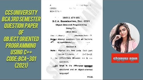 chaudhary charan singh BCA 3rd semester question paper of object oriented programming using C++