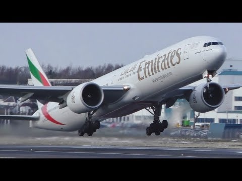 #BeastFromTheEast DIVERT Emirates Boeing 777-300ER Takeoff at Prestwick Airport