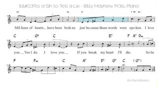It's a Sin to Tell a Lie - Billy Mayhew 1936 [Piano Solo]