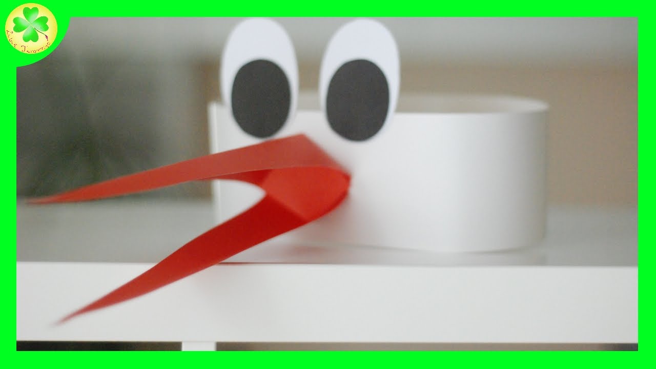 Bocian papierowa opaska na głowę / Stork paper headband YouTube