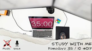 Study with me daily - Pomodoro 35 / 10 - No Music - Keyboard/Mouse/Rain Sound ASMR - #017