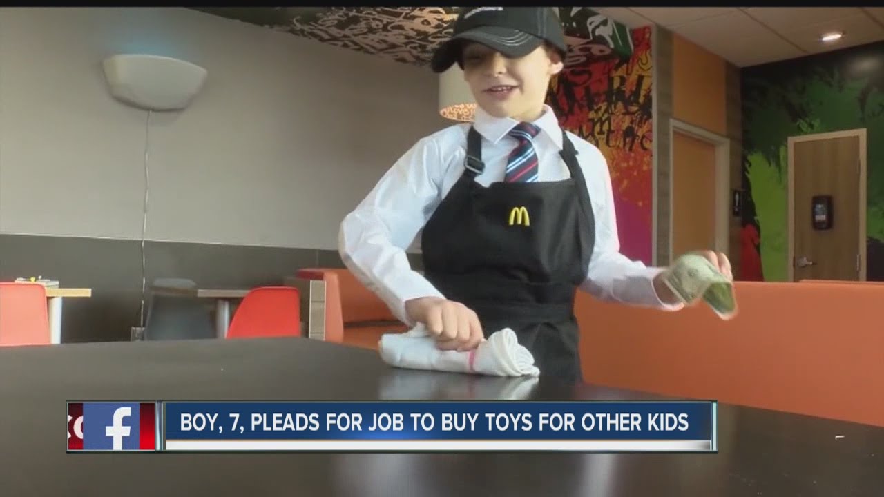 7 Year Old Southwest Indiana Boy Working At Mcdonalds To Buy Toys For Other Kids Youtube