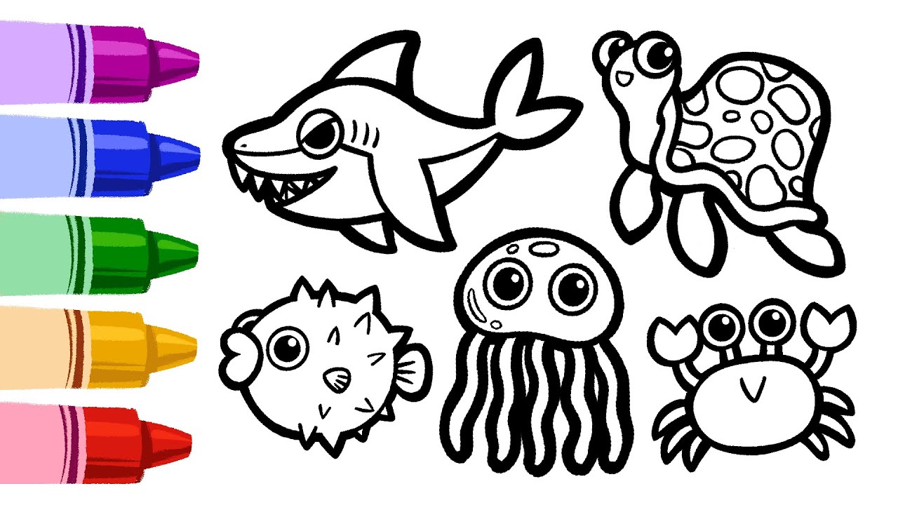 Sea Animals | Easy Drawing and Colouring for Kids | ArtKid - YouTube