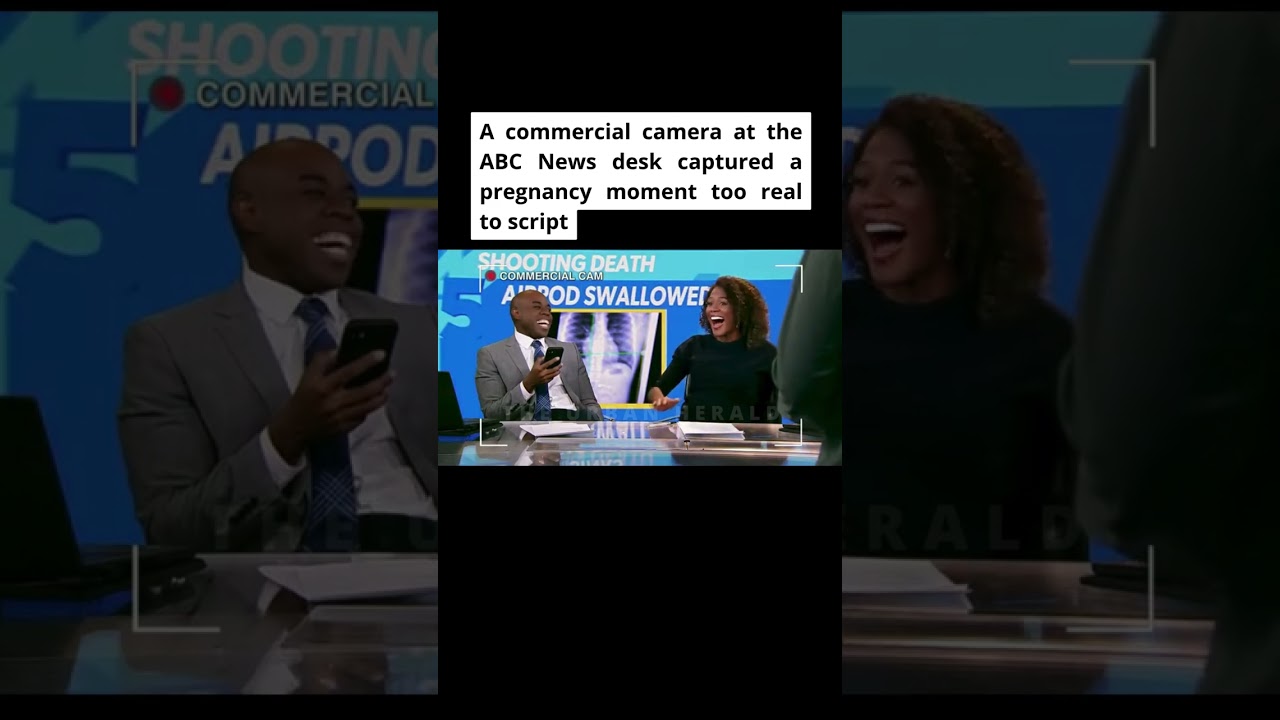 A commercial camera at the ABC News desk captured a pregnancy moment too real to script