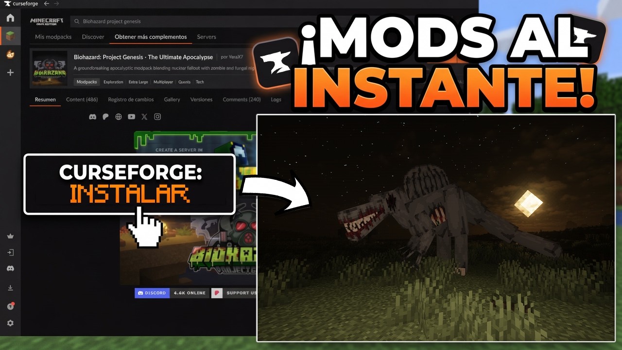 Guía rápida para instalar MODPACKS en Minecraft con CURSEFORGE - YouTube