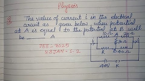 The value of current i in the electrical circuit as given below which.. | jee main 2025 physics