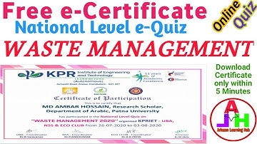 Waste Management Quiz | Online Quiz on Waste Management | FreeQuizCertificate| OnlineQuizCertificate