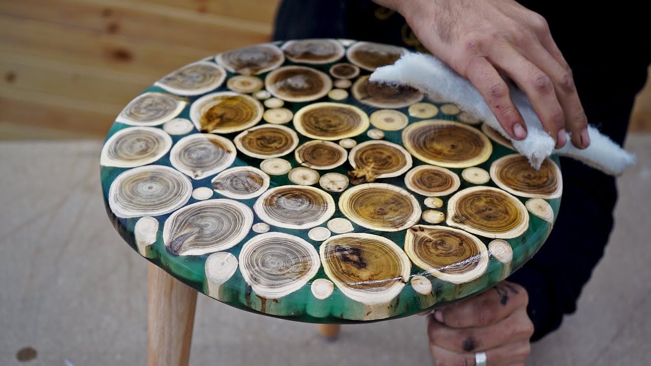 DIY Epoxy Stool With Wood Slices YouTube