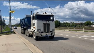 Demolition crew Truckspotting! Feat: H Lewis trucking and their awesome peterbuilt cabover! 