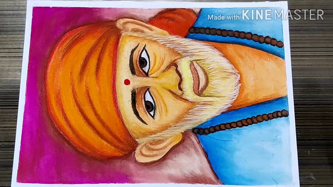 how to draw Sai Baba step by step,Sai Baba drawing with pastel ...