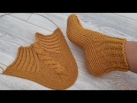 İki Şişle Dikişsiz Örgu Çorap Patik Yapılışı🌼 knitting slippers crochet tutorial stitch free pattern