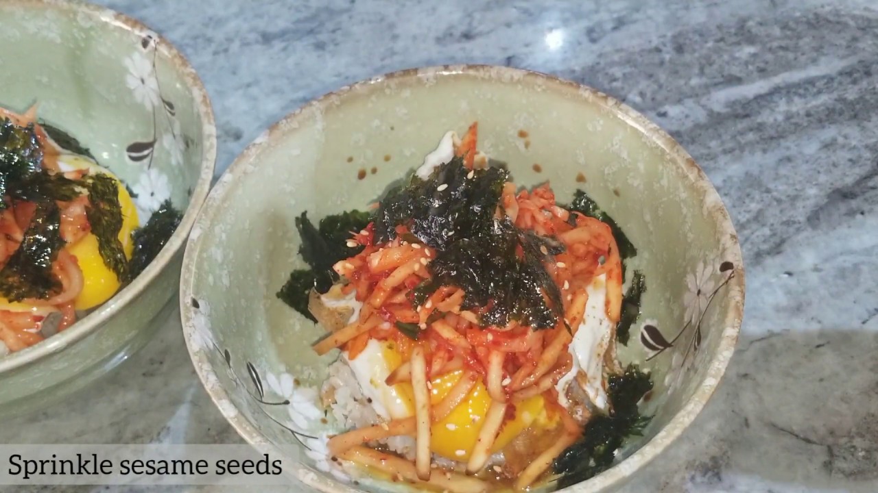 Shredded Radish Kimchi Bibimbap ( no need Bibimbap sauce) 무채김치 비빔밥