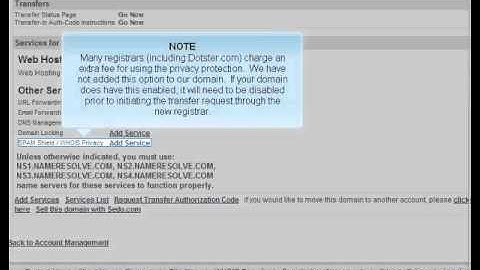 Preparing a domain for transfer from dotster