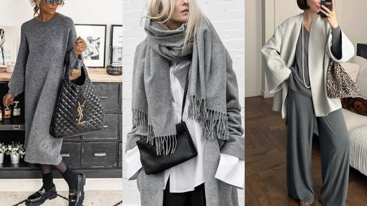 СОЧЕТАНИЕ СЕРОГО ЦВЕТА В ЖЕНСКОМ ГАРДЕРОБЕ💕 СТИЛЬНЫЙ СЕРЫЙ ТОТАЛ ЛУК