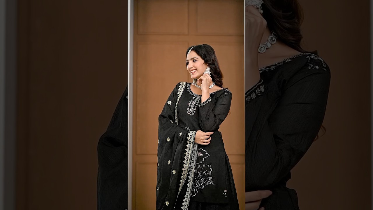 Black Heavy Vichitra Silk Suit