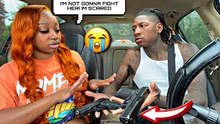 ACTING SCARED TO FIGHT IN FRONT OF MY BOYFRIEND! *HE GAVE ME HIS GUNS* 😳