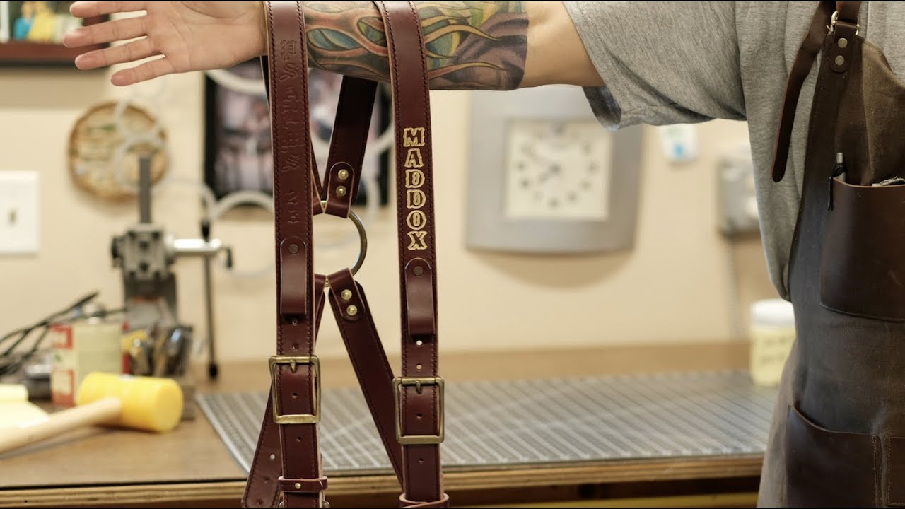 Handmade Fire Fighter Leather Suspenders - PART 2 of 2 - ASMR Build