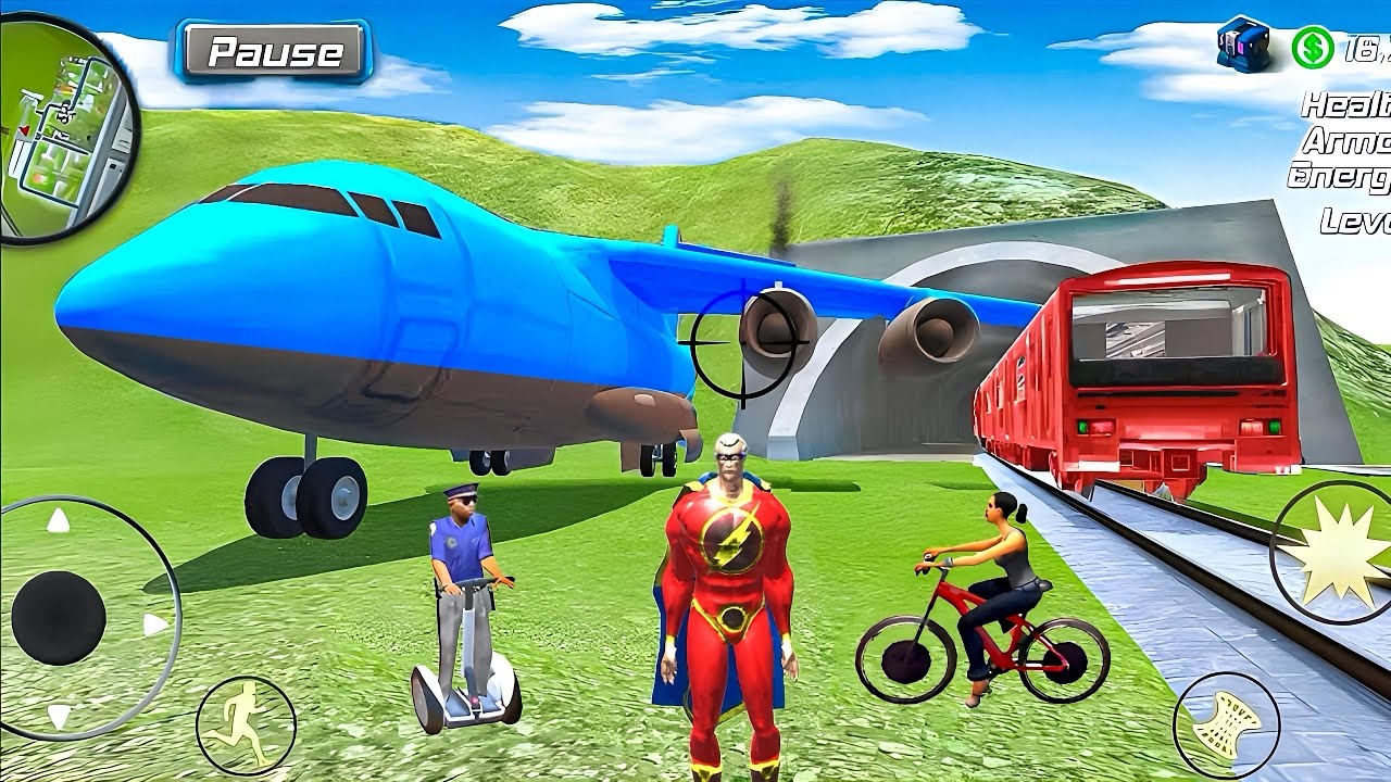 Amazing Iron Hero NY Gangster City - Boeing Airplane and Train in Open World - Android Gameplay 