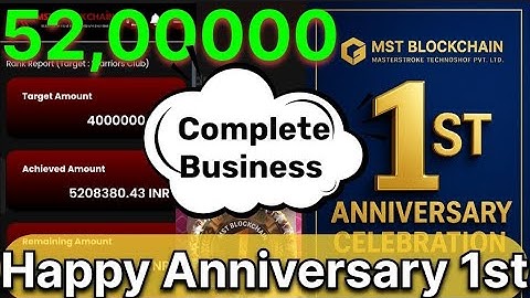 MST BLOCKCHAIN Masterstroke tecnoshof 1st Anniversary Happy Celebration 🎉 my 52,L Complete business.