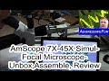 AmScope 7X to 45X Stereo Simul-Focal Microscope - Unboxing, Assembly, and Review