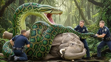 Brave Heroes Save Careless Mother Elephant from Giant Python Attack After a Traffic Accident🐍