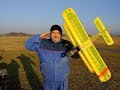 Scorpio Miss Bipe 1.08m Vintage RC biplane Maiden flight