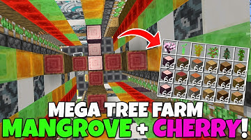 MEGA TREE FARM Tutorial! Mangrove + Cherry! 8 Type Universal Tree Farm! Minecraft Bedrock (MCPE)
