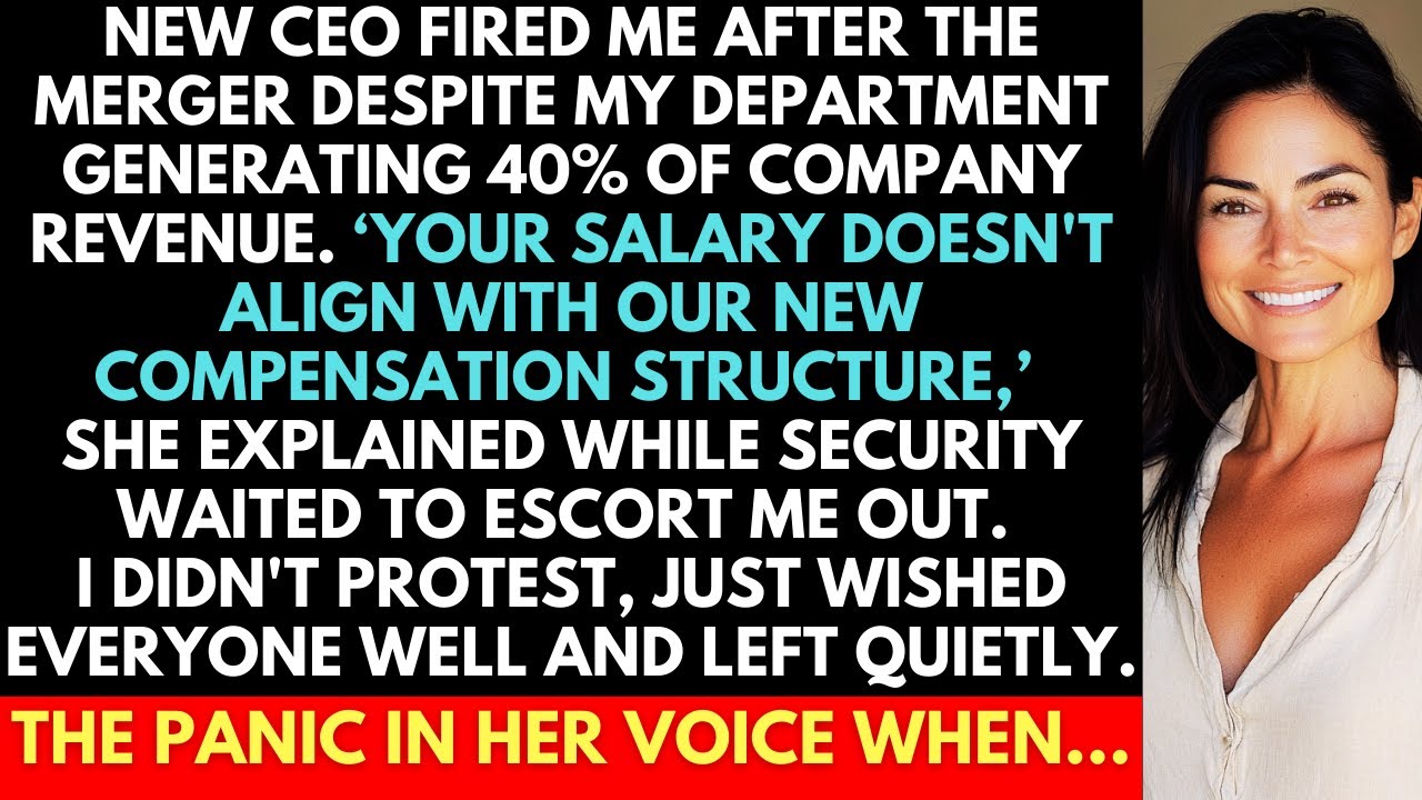 Outline Video New CEO Fired Me To Cut Costs Even Though My Team Generated 40% Of Revenue. She Panicked When...