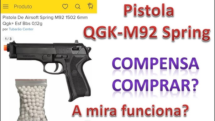 Pistola de Airsoft PT92 V22 Full Metal Spring 6mm - Vigor