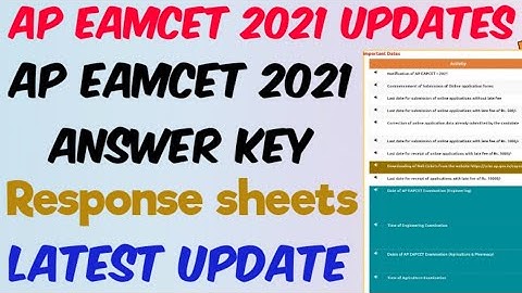 AP EAMCET 2021 Official Key & Response sheets Release Today//AP EAMCET 2021 Answer key Latest Update