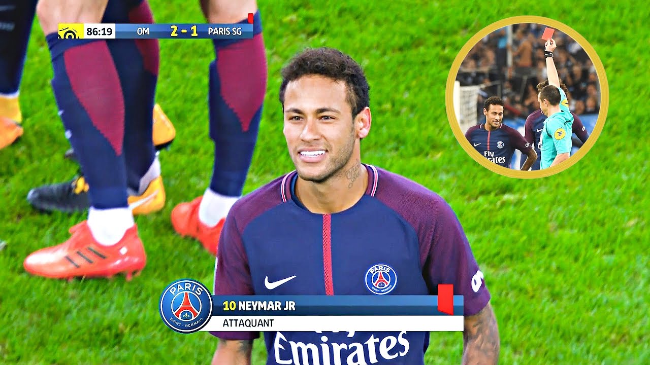 Neymar Shocking RED CARD vs Marseille | English Commentary - YouTube