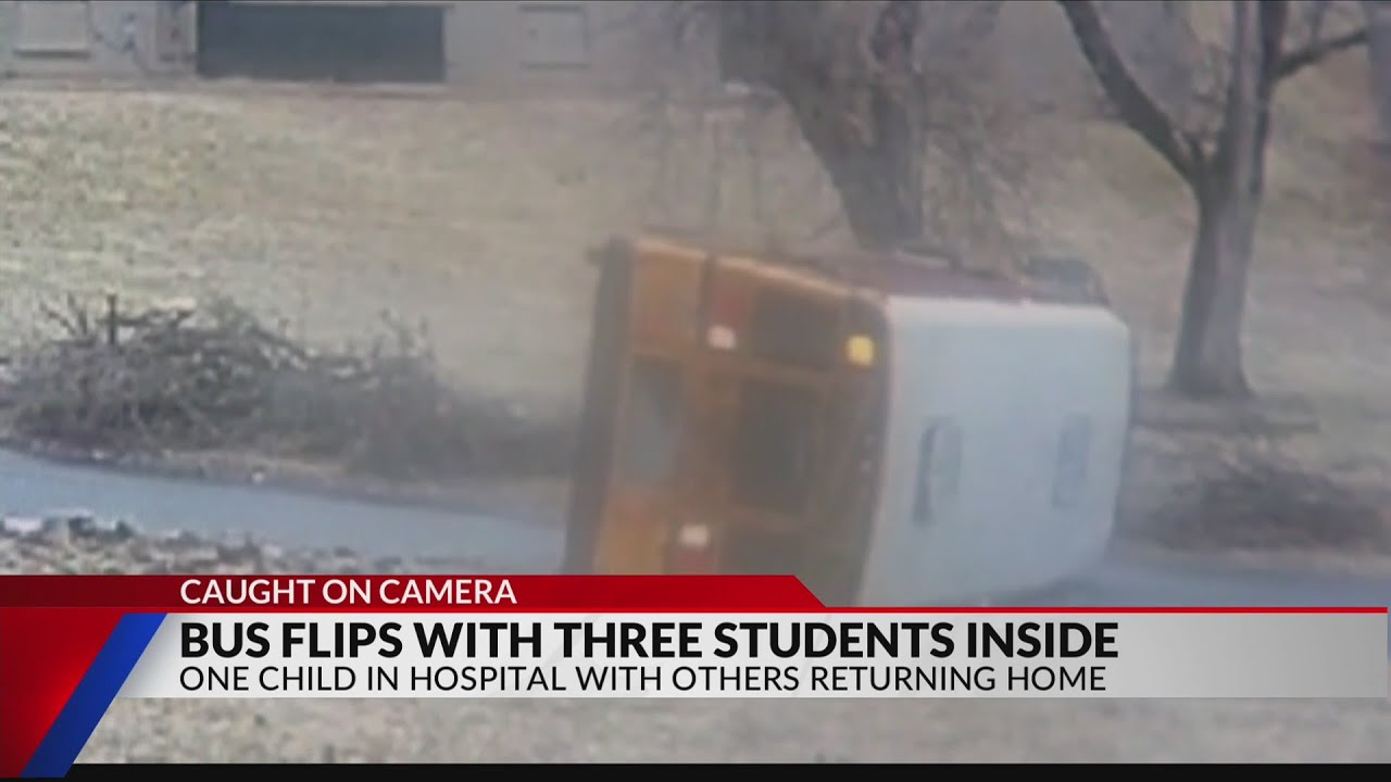 Bus flips on icy road - YouTube