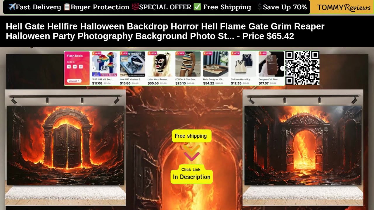 Hell Gate Hellfire Halloween Backdrop: Spooky Photo Studio Prop | 