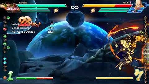 Bardock/Goku SSJ - 3955 damage & SKD off 2L 5LL (0 bars, 1 assist, no sparking; gains 2 bars)