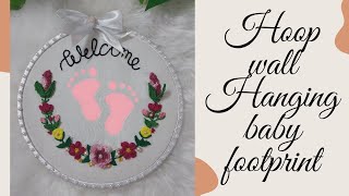 Hoop wall hanging/ Baby footprints/ Baby shower/ Gift ideas for newborn baby