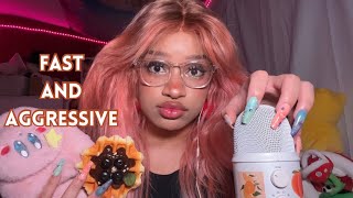 Fast and Aggressive ASMR 💗 Nail tapping, Mouth Sounds, Mic Scratching and Gripping