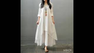 Women Cotton Linen Long Sleeve Dress Casual Boho Kaftan Gypsy Ethnic Maxi Dress