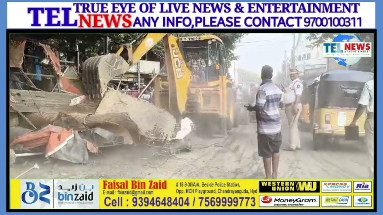 ROPE OPERATION SANTOSHNAGAR TRAFFIC POLICE AUR GHMC kiJANIB SE FOOTPATH ENCROACHMENT KO BARQAST KIYA