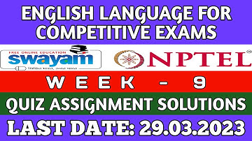 English Language for Competitive Exams || NPTEL week 9 assignment answers 2023 || #nptel #skumaredu
